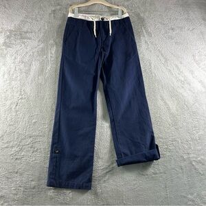 NEW JANIE AND JACK Roll Up Pants Navy Size 8 Adjustable Waist Cotton